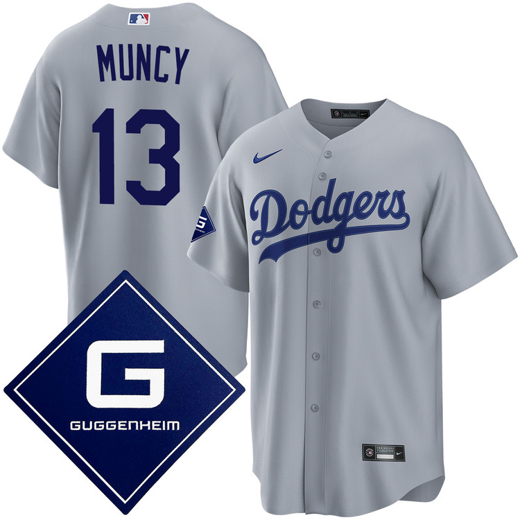 Max Muncy Los Angeles Dodgers Road Guggenheim Patch Jersey by NIKE