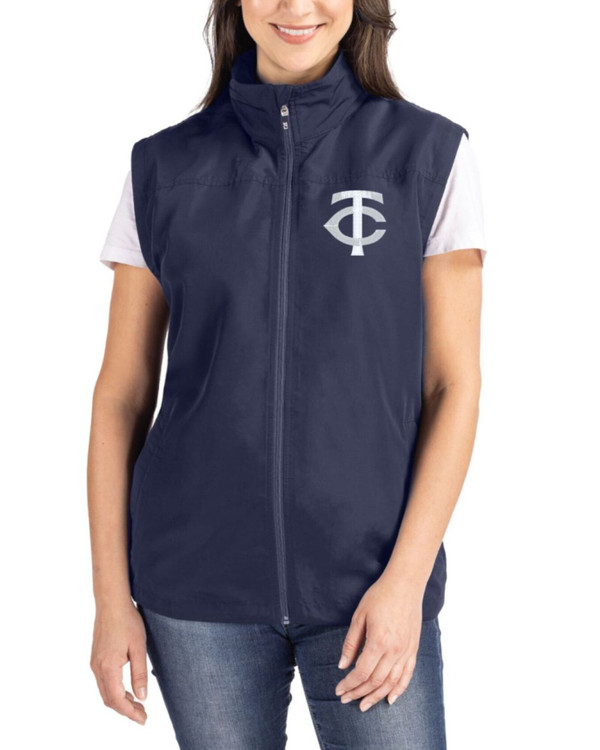 サーフアンドターフ リバーシブル 中綿 フリース ベスト★ネイビー Mサイズ Minnesota Twins Mono Women's Navy Blue Charter Packable Full Zip