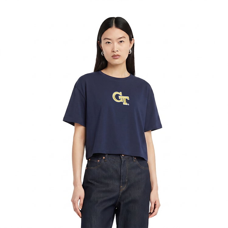 DXTEEN Tシャツネイビー Georgia Tech Midnight Navy Wingspan Women's Single Jersey Boxy Tee