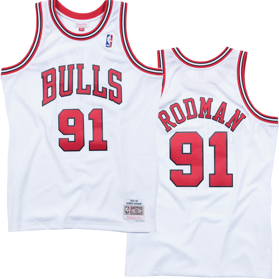 Dennis Rodman Chicago Bulls 1997-98 White Hardwood Classics