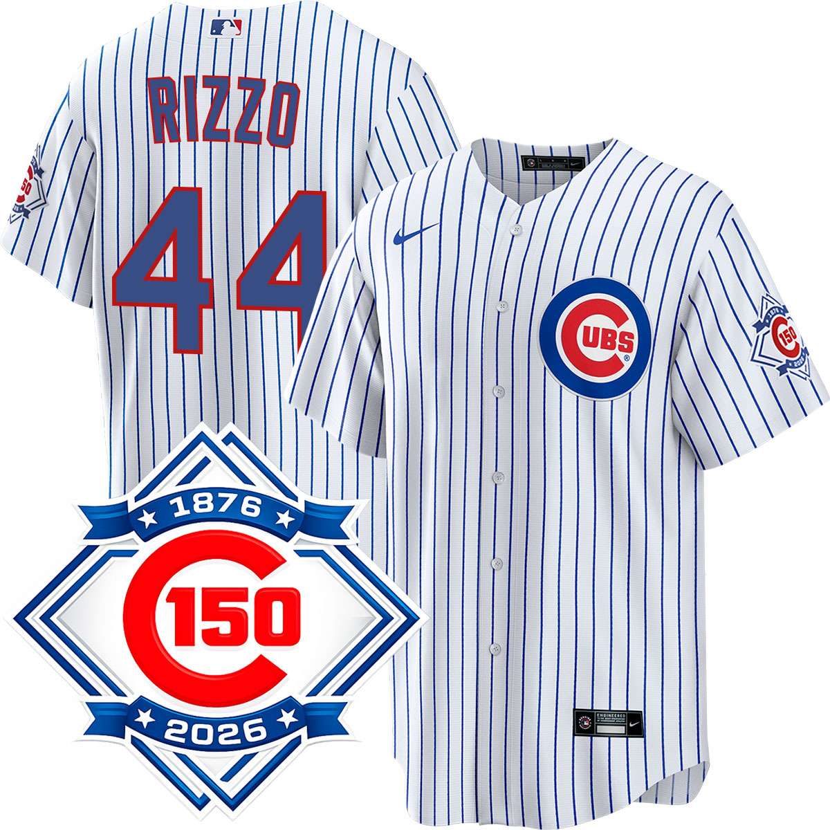 MLB シカゴ カブスRIZZO ベースボールシャツ Anthony Rizzo Chicago Cubs Home 150th Anniversary Jersey by NIKE