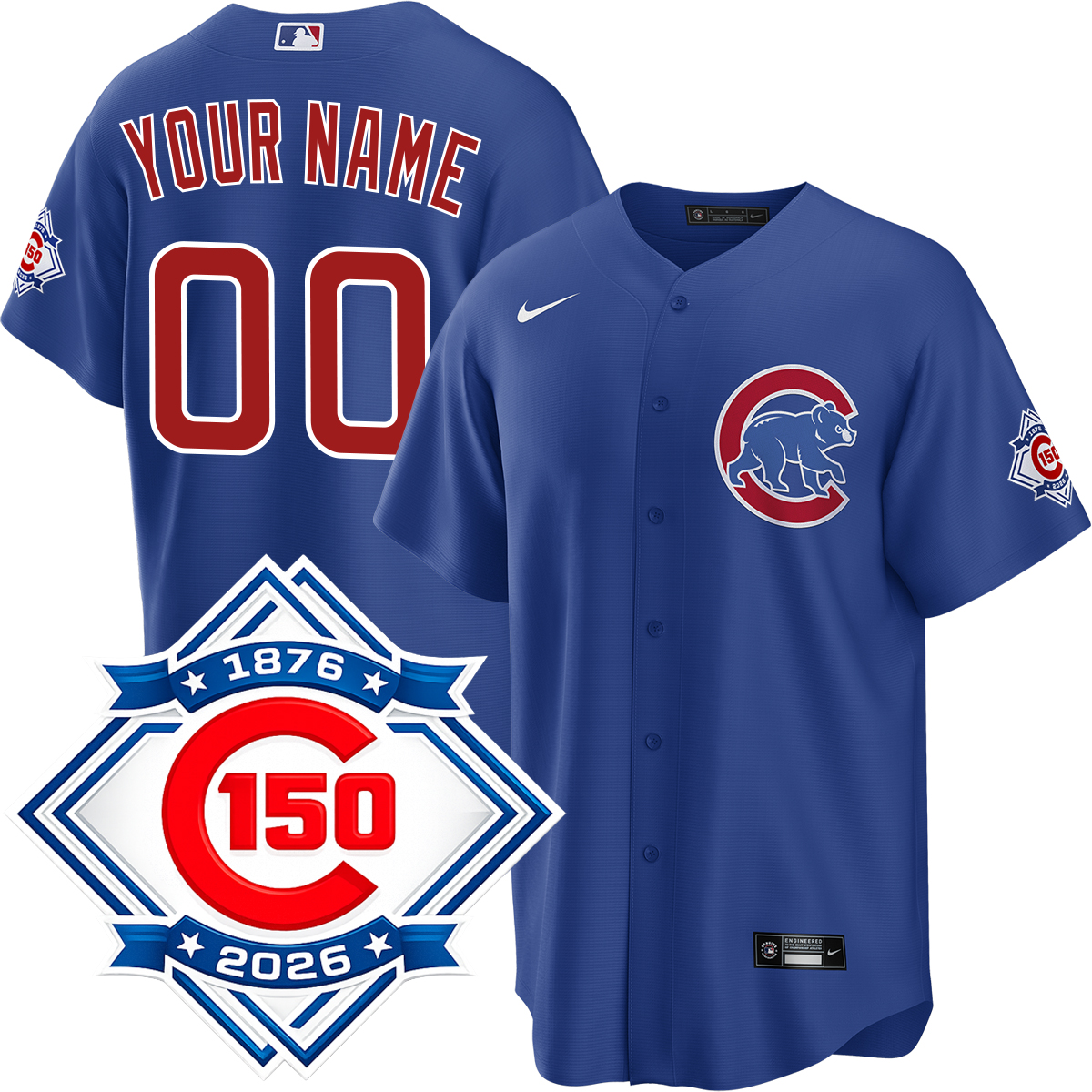Chicago Cubs Personalized Alternate 150th Anniversary Jersey by