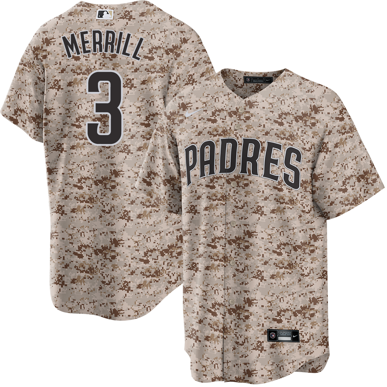 Jackson Merrill San Diego Padres USMC Camo Jersey by NIKE