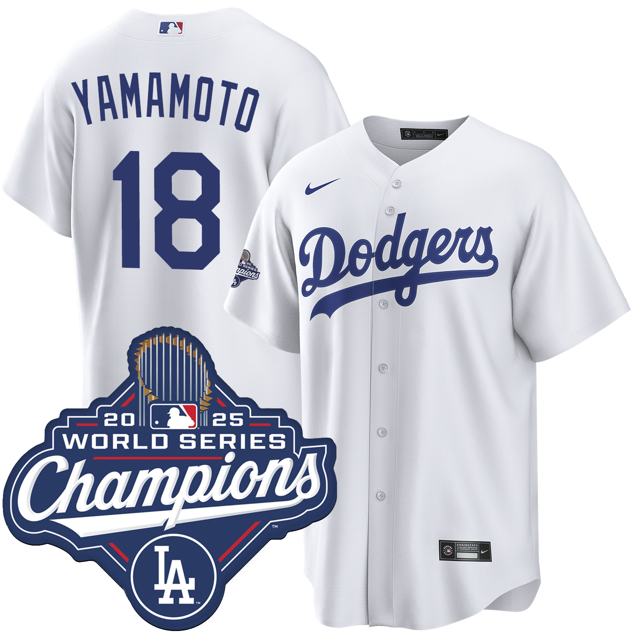 Yoshinobu Yamamoto Los Angeles Dodgers Home World Series Champions