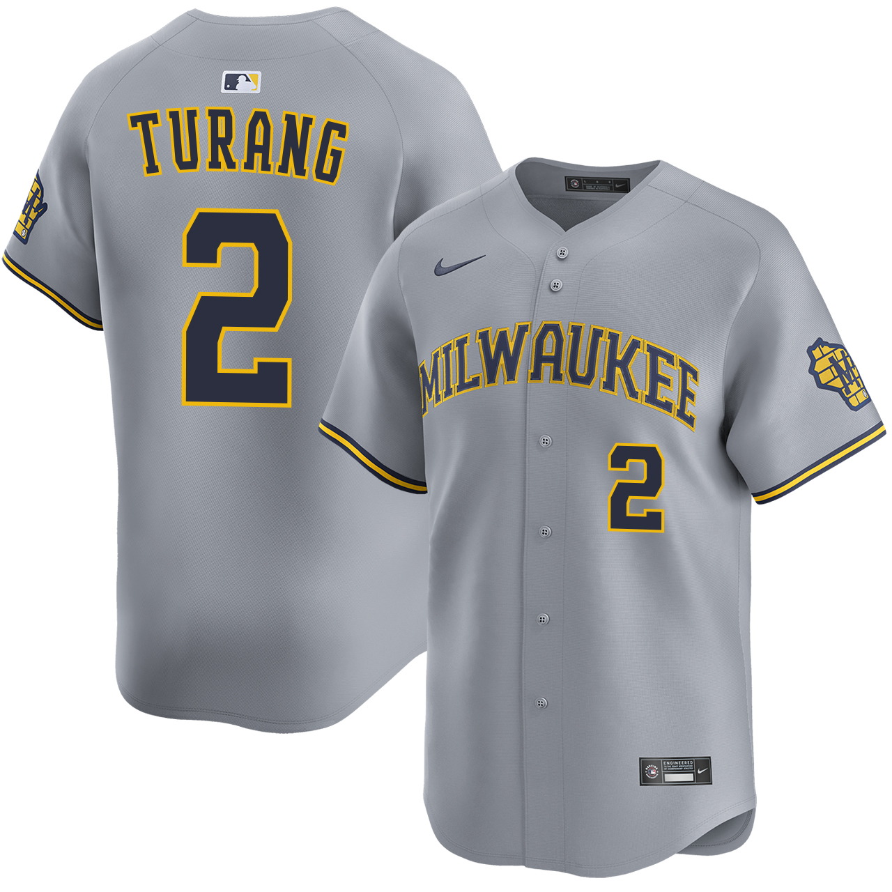 Brice Turang Milwaukee Brewers Road Limited Jersey by NIKE