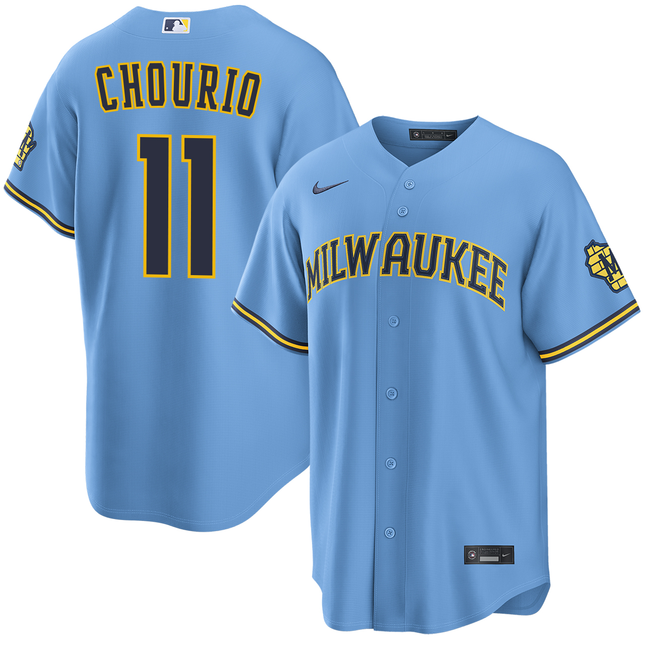 Jackson Chourio Milwaukee Brewers Road Stadium Jersey by NIKE