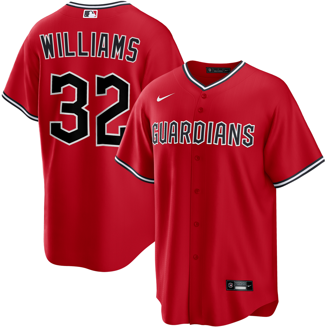 Gavin Williams Cleveland Guardians Alternate Red Jersey by NIKE