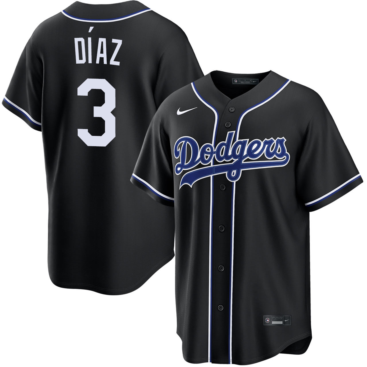 Edwin Díaz Los Angeles Dodgers Black Carbon Jersey by NIKE