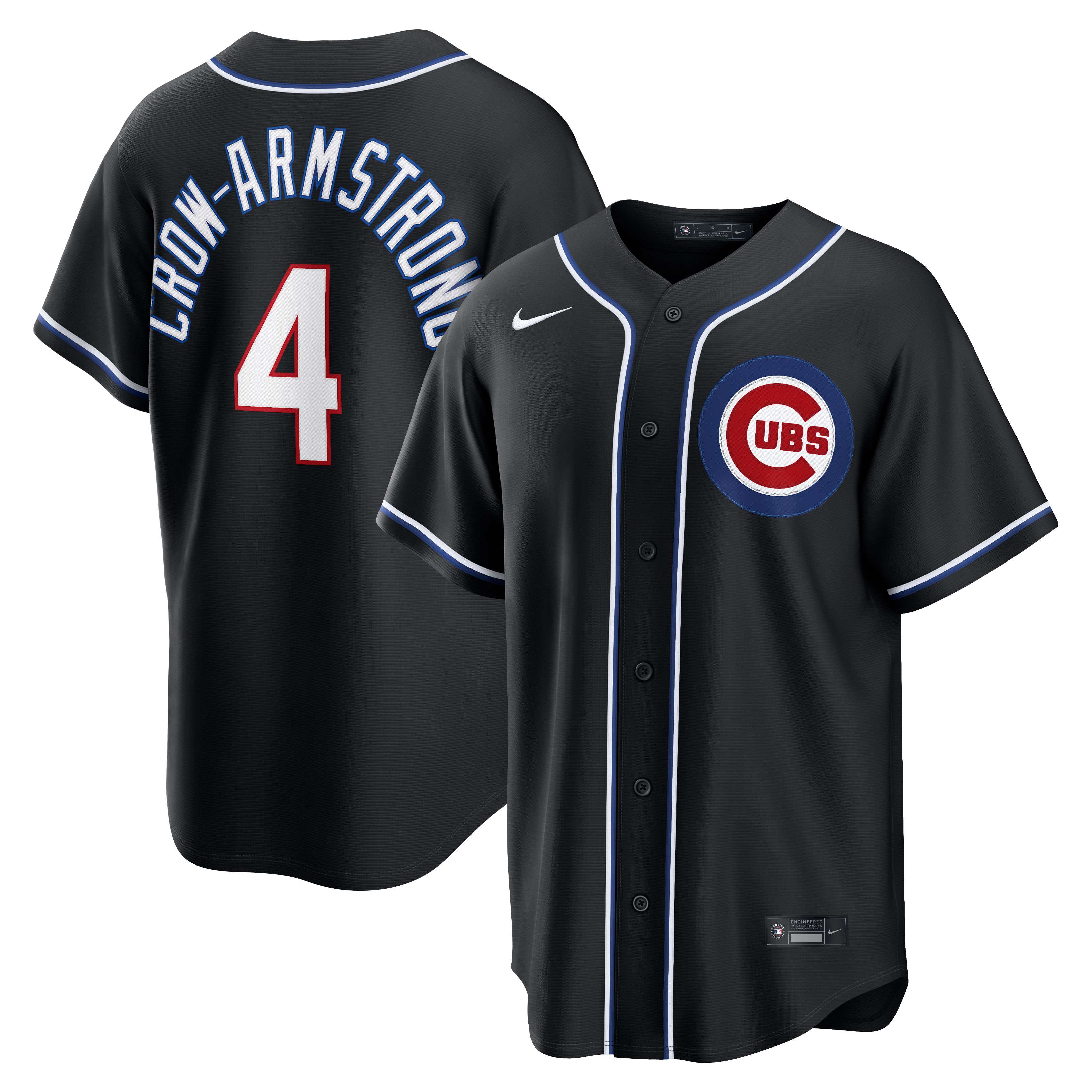 Pete Crow-Armstrong Chicago Cubs Black Carbon Jersey by NIKE