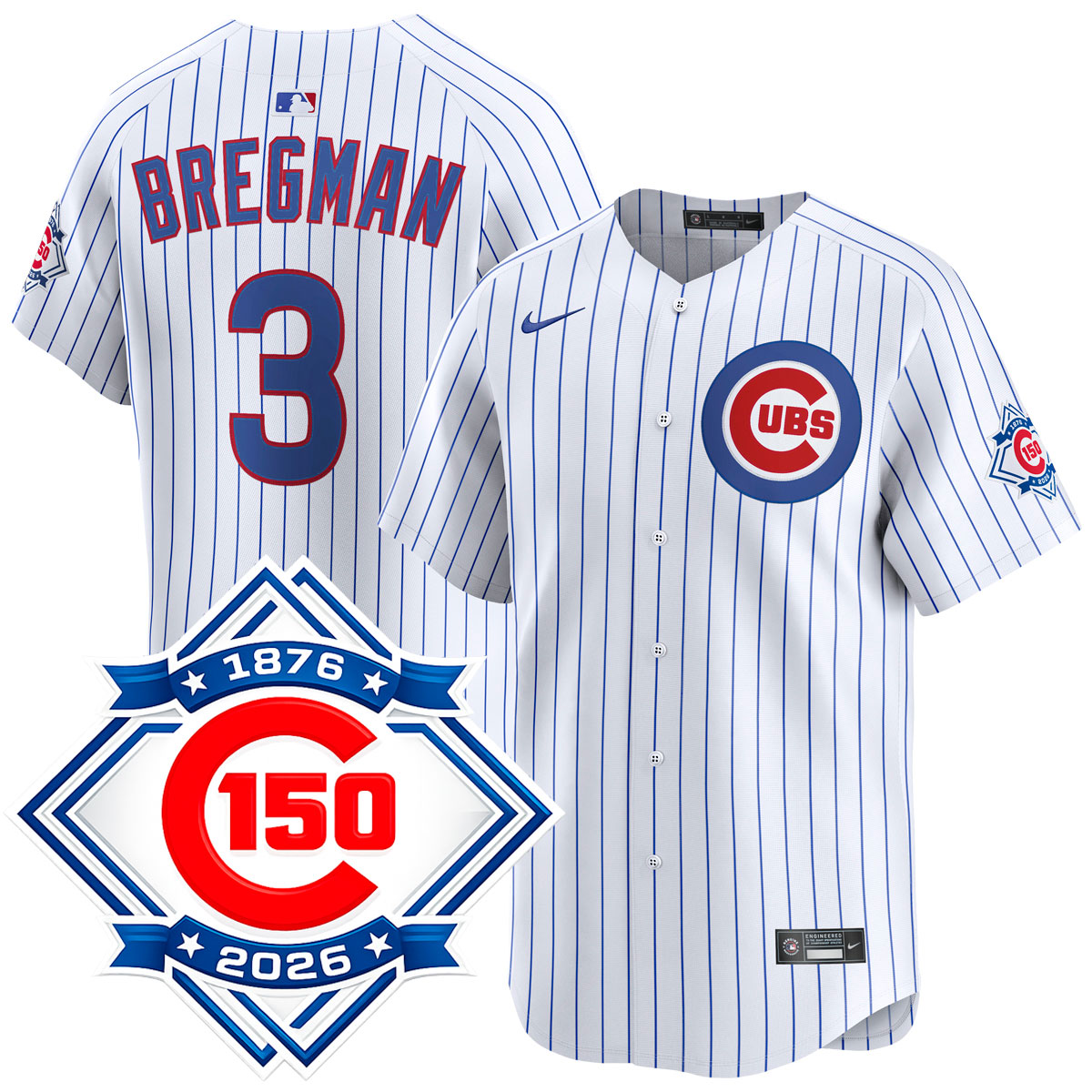 Alex Bregman Chicago Cubs Home 150th Anniversary Limited Jersey by