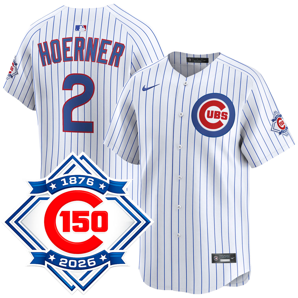 Nico Hoerner Chicago Cubs Home 150th Anniversary Limited Jersey by