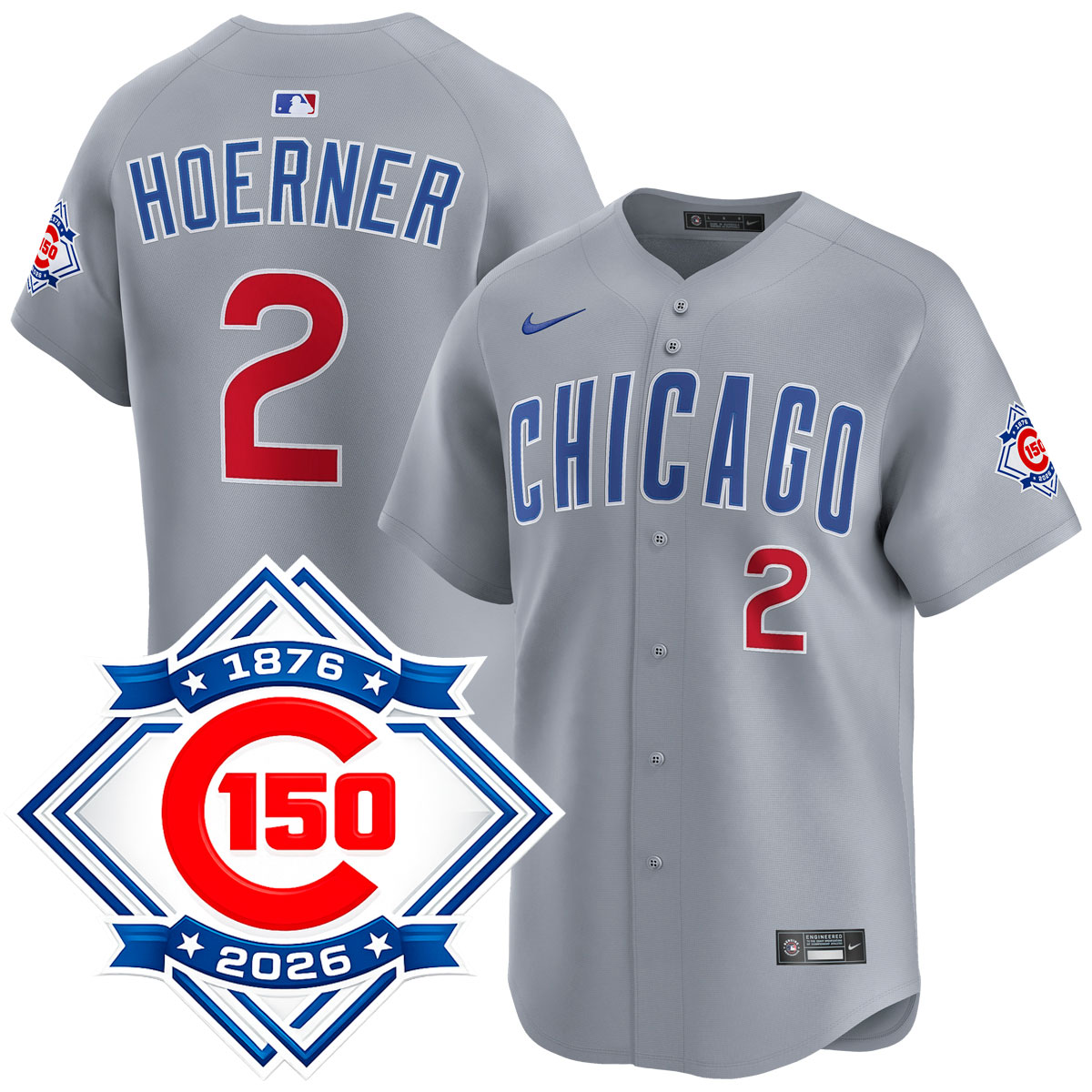 Nico Hoerner Chicago Cubs Road 150th Anniversary Limited Jersey by