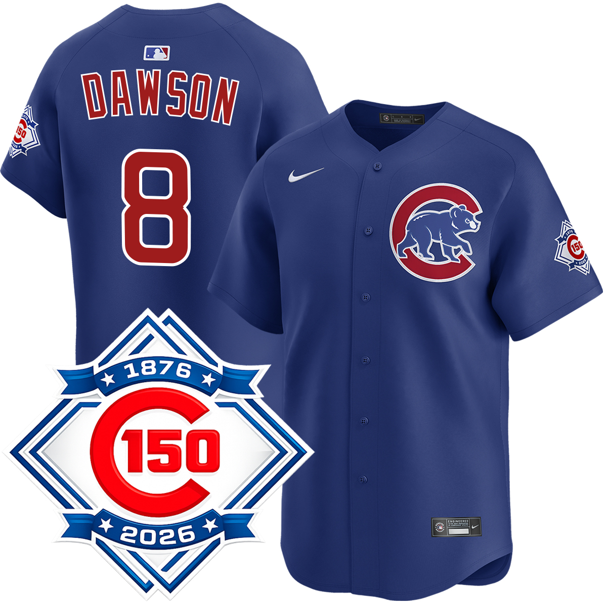 Andre Dawson Chicago Cubs Alternate Royal 150th Anniversary