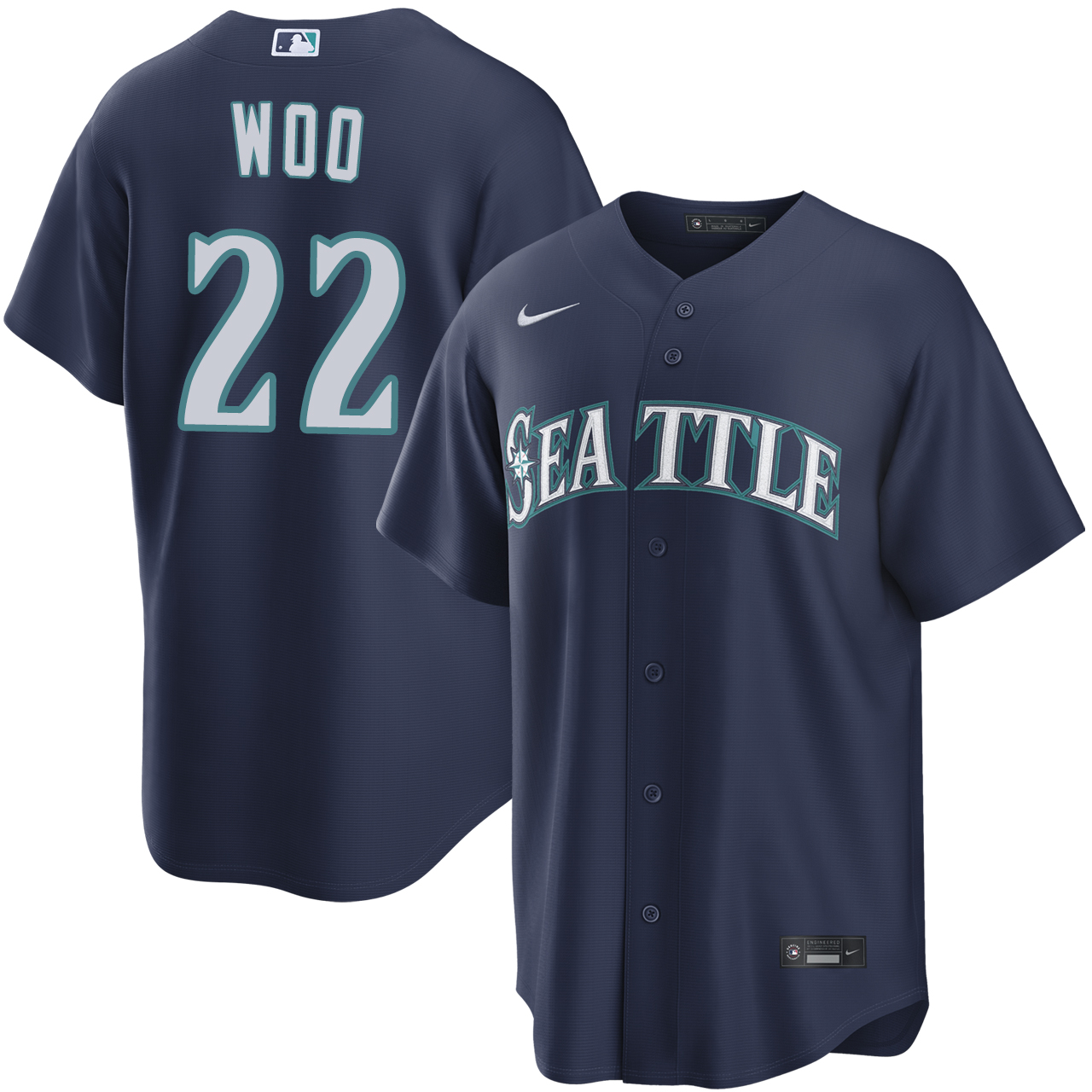 Bryan Woo Seattle Mariners Navy Road Jersey by NIKE® | Official MLB®
