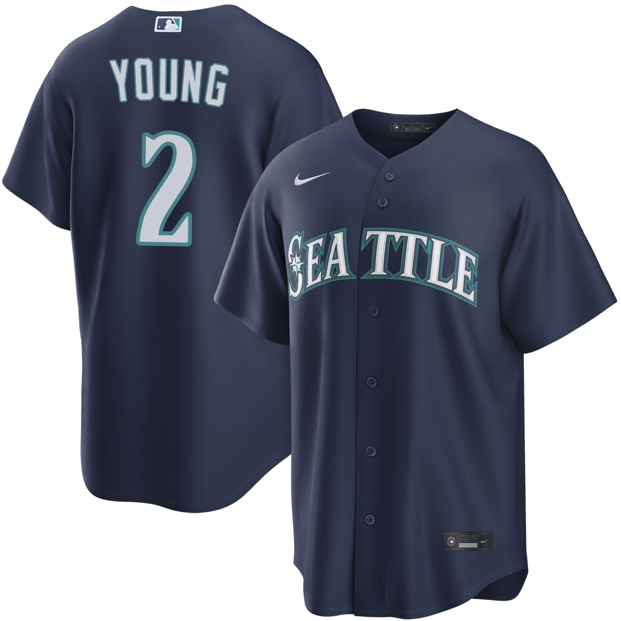 Cole Young Seattle Mariners Navy Road Jersey by NIKE® | Official MLB®