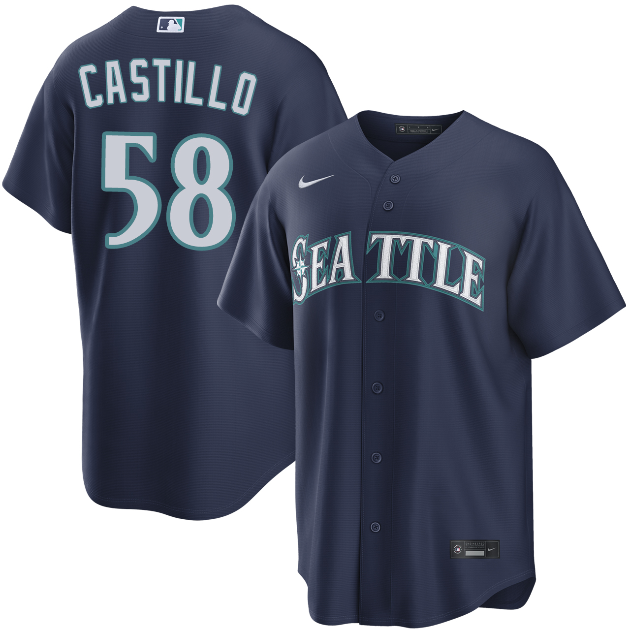Luis Castillo Seattle Mariners Navy Road Jersey by NIKE
