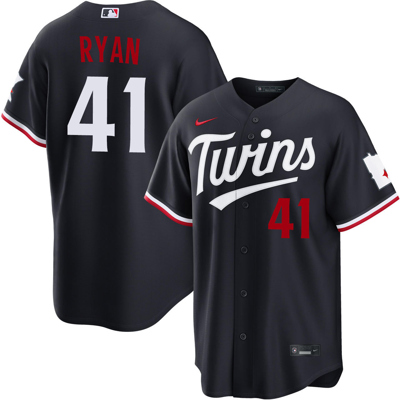 Joe Ryan Minnesota Twins Alternate Navy Stadium Jersey by NIKE