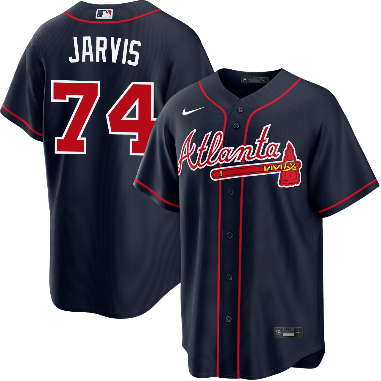 Braves メジャーリーグ ユニフォーム Jim Jarvis Atlanta Braves Alternate Navy Jersey by NIKE