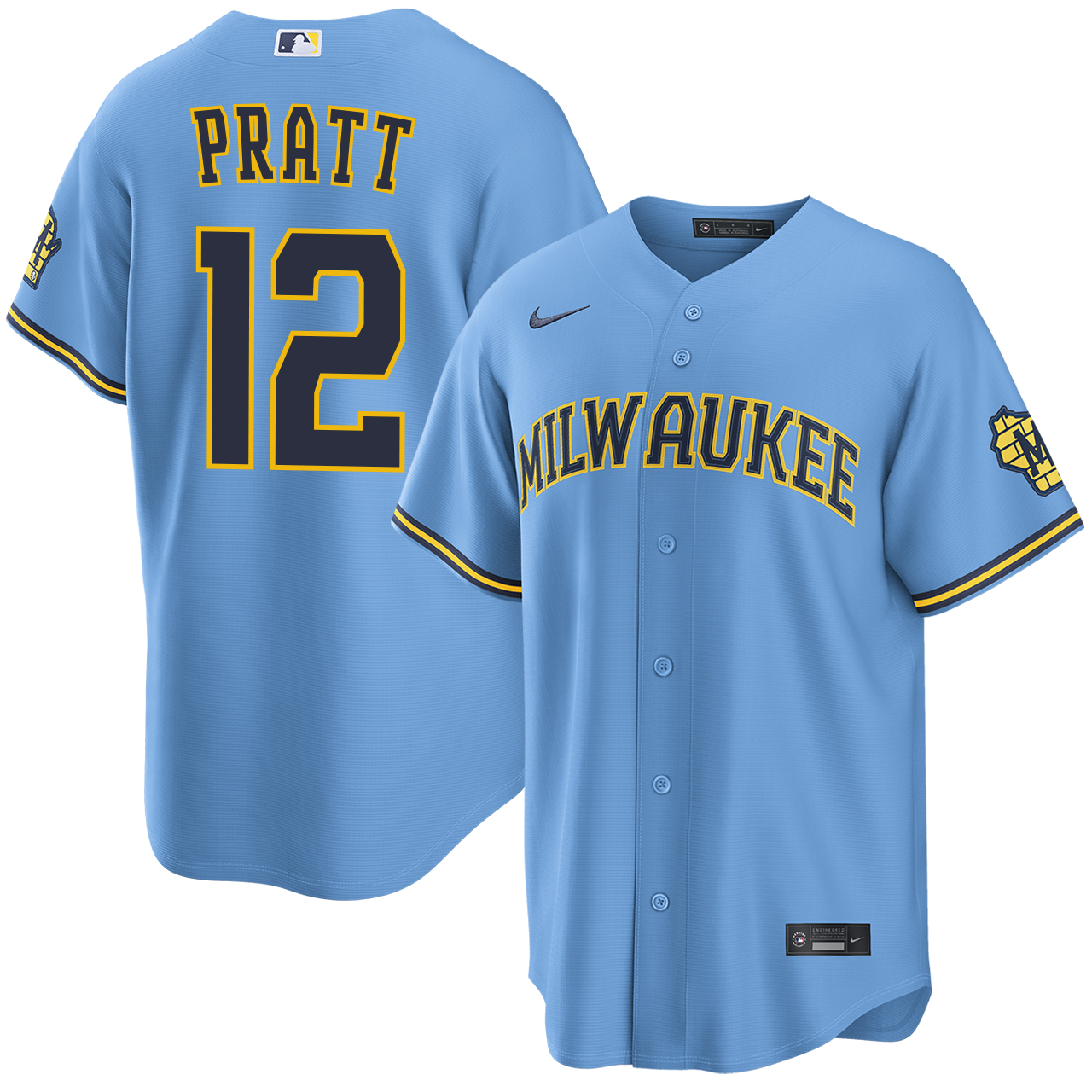 Cooper Pratt Milwaukee Brewers Road Stadium Jersey by NIKE