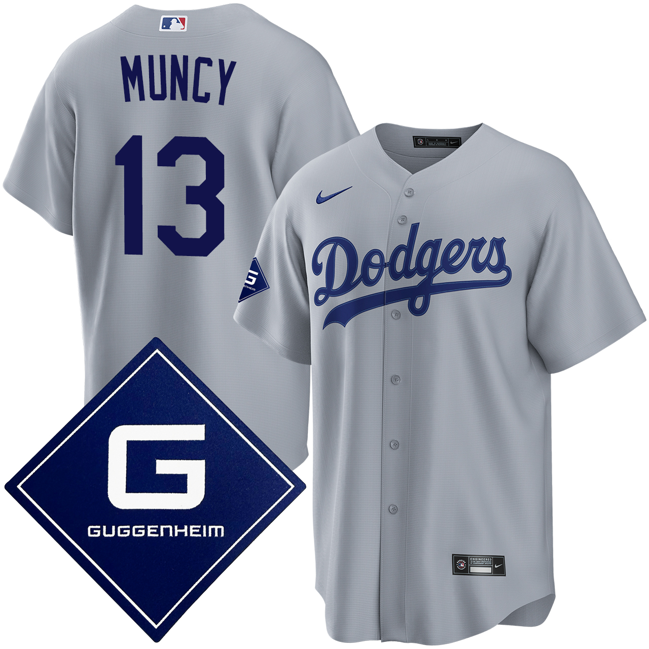 Max Muncy Los Angeles Dodgers Road Guggenheim Patch Jersey by NIKE