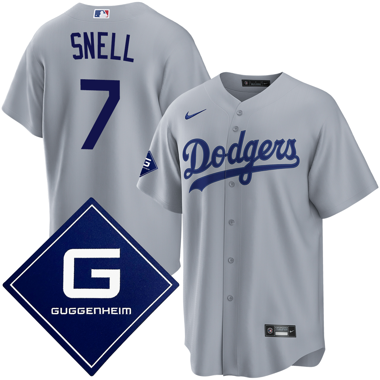 Blake Snell Los Angeles Dodgers Road Guggenheim Patch Jersey by