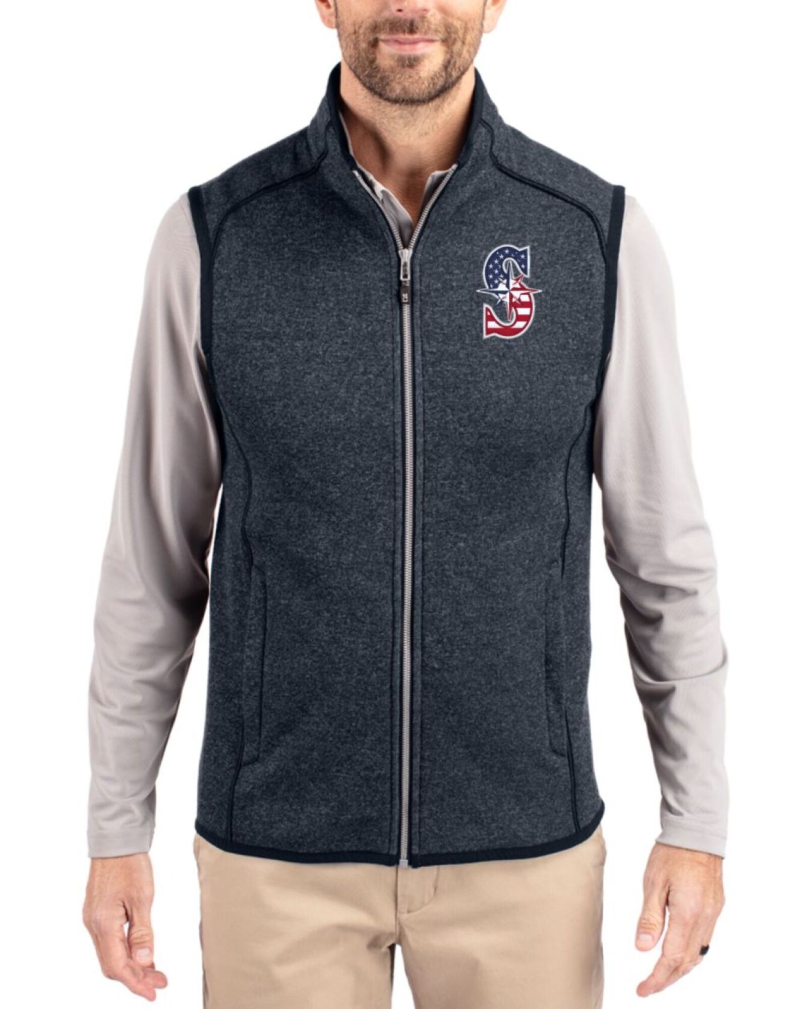 B. MARINER VEST 即日発送 Seattle Mariners Stars And Stripes Liberty Navy Heather Mainsail