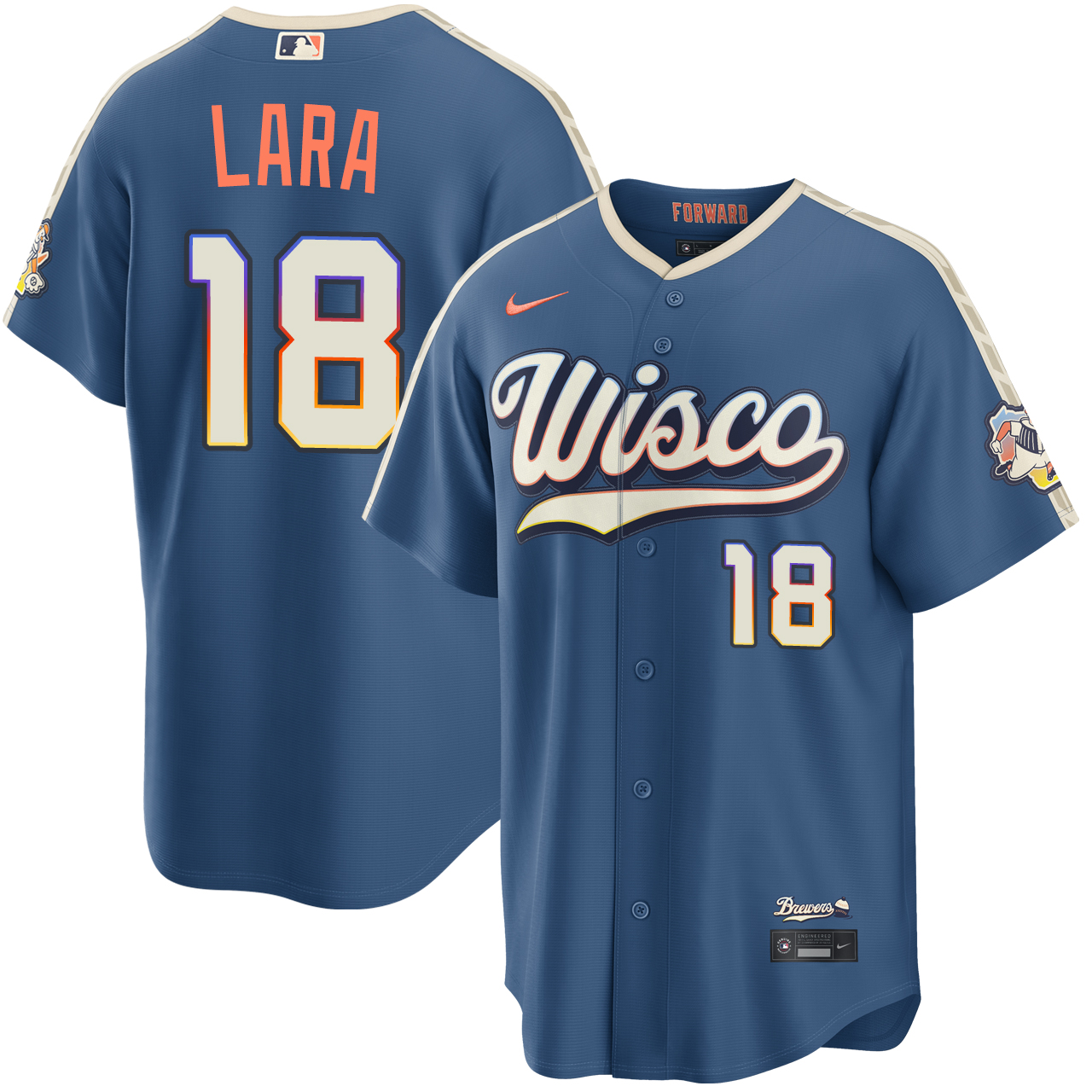 Luis Lara Milwaukee Brewers Mineral Blue 2026 City Connect Stadium