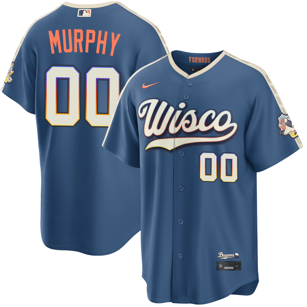 MLBブルワーズ ユニフォーム フィルダー 44サイズ Pat Murphy Milwaukee Brewers Mineral Blue 2026 City Connect