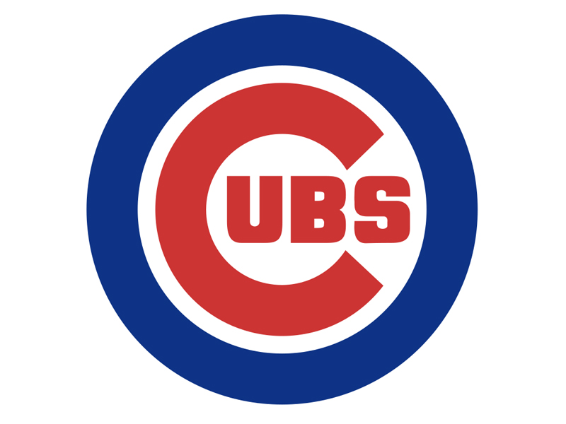 Chicago Cubs Primary Logo (1917) - CHICAGO arched in a blue serifed font  above CUBS