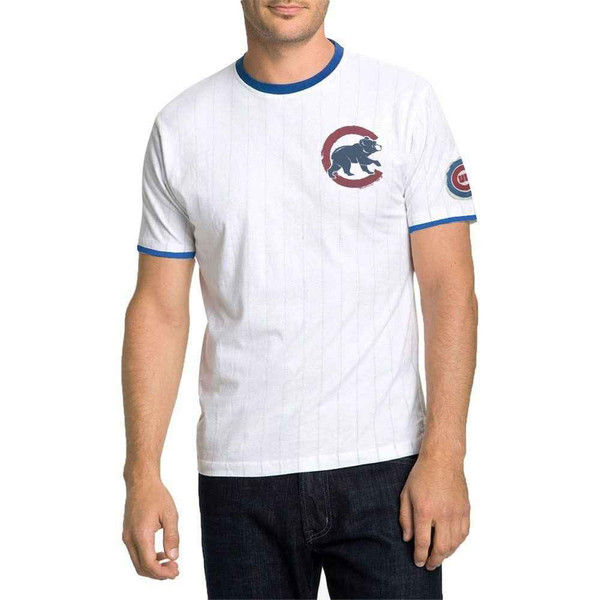 Royal Blue Chicago Cubs Red Pinstripe New Era Short Sleeve T-Shirt L