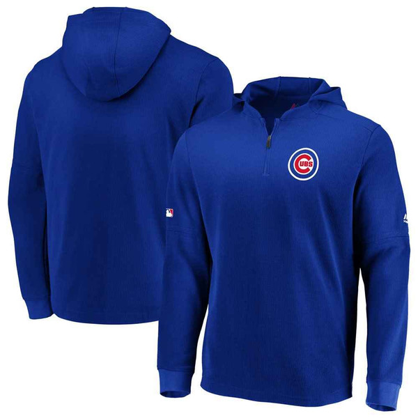 Chicago Cubs Authentic Collection Batting Practice Waffle Quarter-Zip Pullover  Jacket by Majestic