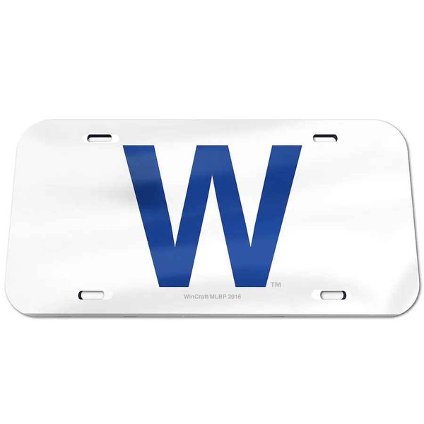 Chicago Cubs 'W' Logo Crystal Mirror License Plate by WinCraft