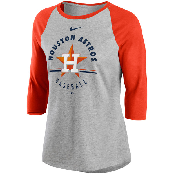 Houston Astros Nike Tri-Blend 3/4-Sleeve Raglan T-Shirt - Orange