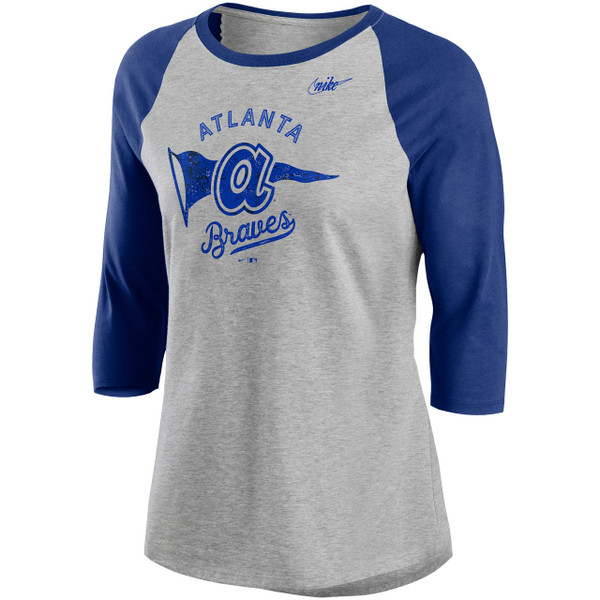 Nike Women's Kansas City Royals Light Blue Tri-Blend 3/4-Sleeve Raglan  T-Shirt