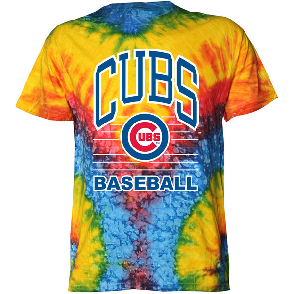 Chicago Cubs Stitches Blue Tie-Dye Men's T-Shirt Small