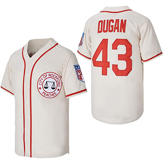 Jimmy Dugan 43 Baseball Jersey Movie Rockford Peaches Tom Hanks Stitched 3  Color