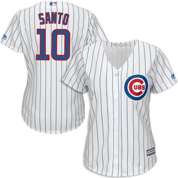 Women's Majestic Chicago Cubs #10 Ron Santo Authentic Grey Road