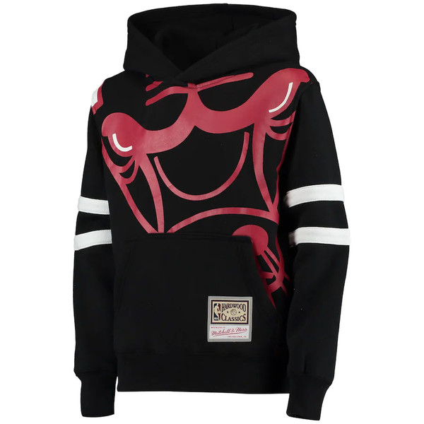 Youth Mitchell & Ness Black New Orleans Saints Big Face Pullover Hoodie 