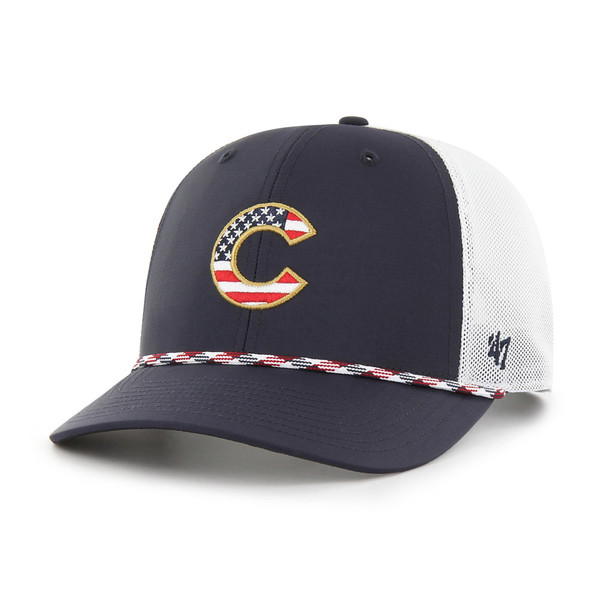 '47 Navy/White Chicago Cubs Flag Fill Trucker Snapback Hat