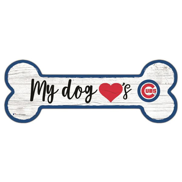 Chicago Cubs MLB Distressed Pet Dog Bone Wooden Sign by Fan Creations