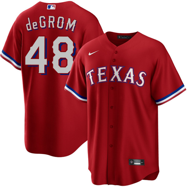 Jacob deGrom Texas Rangers Red Alternate Jersey by NIKE