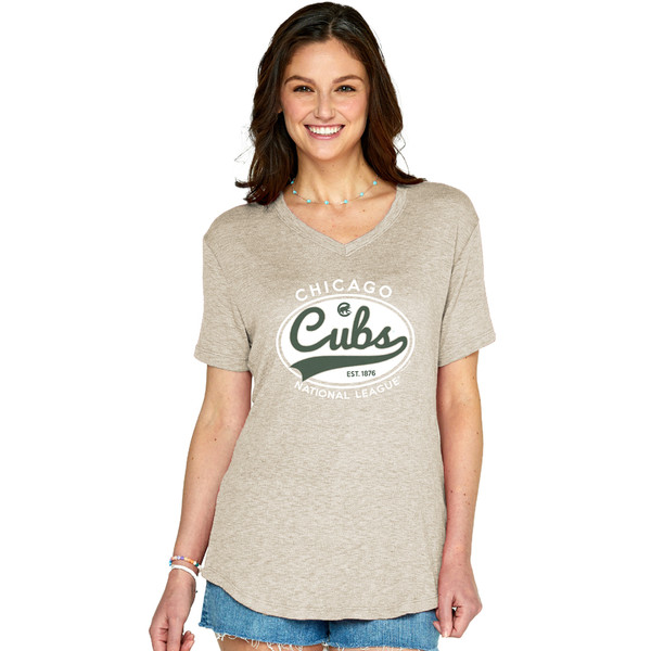 Chicago Cubs Est 1876 Logo V neck Shirt Size L (Womens)