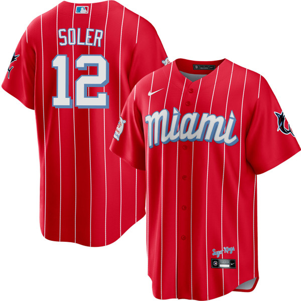JORGE SOLER MIAMI MARLINS RED CITY CONNECT JERSEY JSA COA AUTO WS MVP