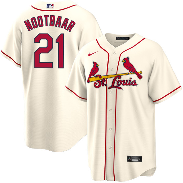 Nike Men's St. Louis Cardinals Lars Nootbaar #21 White Home Cool Base Jersey