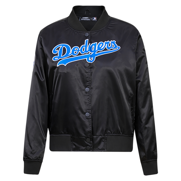 Los Angeles Dodgers Women's Classic Satin Full-Snap Black Jacket