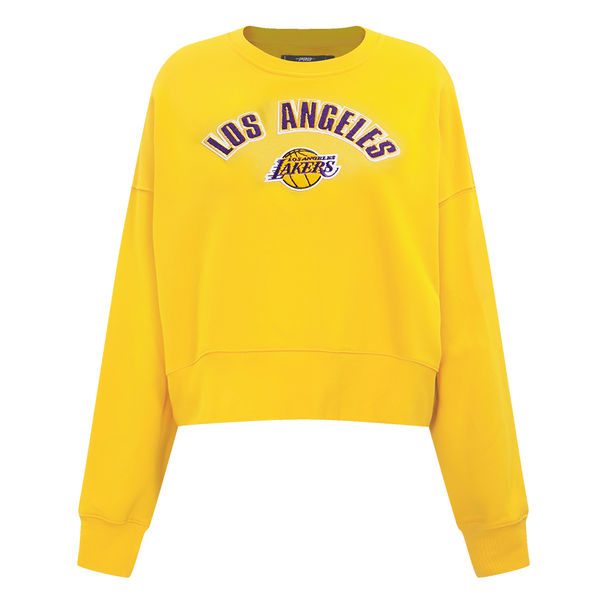 Los Angeles Lakers Women s Classic Yellow Fleece Crewneck Sweatshirt by Pro Standard Official NBA