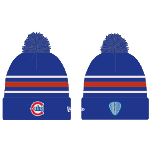 【US限定】ニューエラ MLB Chicago Cubs Pom Knit Blue Stripes Chicago Cubs 2025 Alternate Blues Dugout Cuffed Pom Knit by