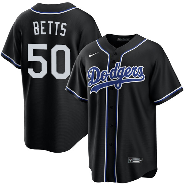 Mookie Betts Los Angeles Dodgers Black Lights Out Jersey by