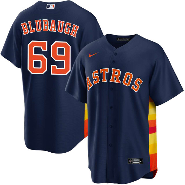 AJ Blubaugh Houston Astros Alternate Navy Jersey by NIKE