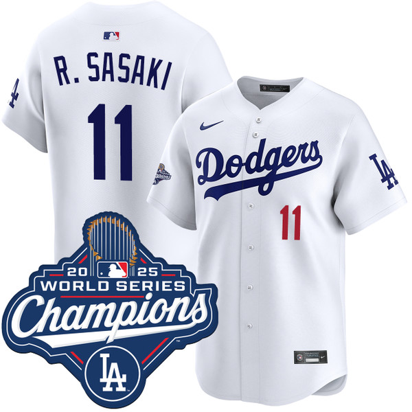 【5/13限定配布】Dodgers ユニフォーム R. SASAKI 11 Roki Sasaki Los Angeles Dodgers Home World Series Champions